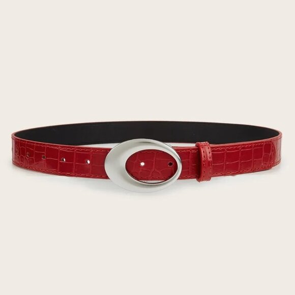 2/$30 NEW Classic Style Red Alligator Faux Finish Leather Belts - Picture 5 of 6